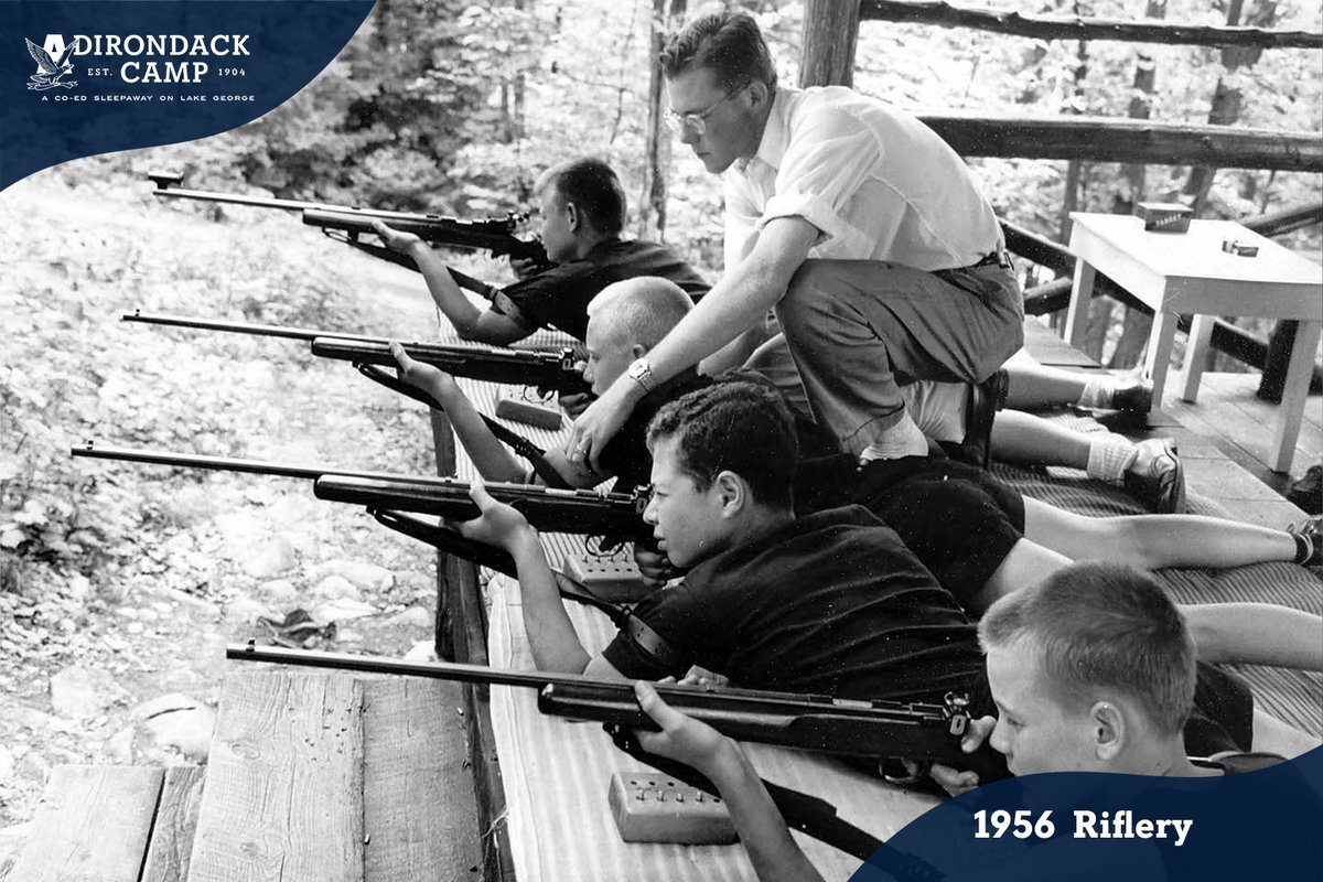 adirondackcamp's tweet photo. TBT: From 1906 until late 1970s, Riflery was a daily activity at camp. Boys learned the principles of riflery and were taught by an expert marksman. #throwbackthursday #adirondackcamp #lakegeorge #history #camp #summercamp #adk #vintage #1920s #1930s #1950s https://t.co/fHqYgh10qa