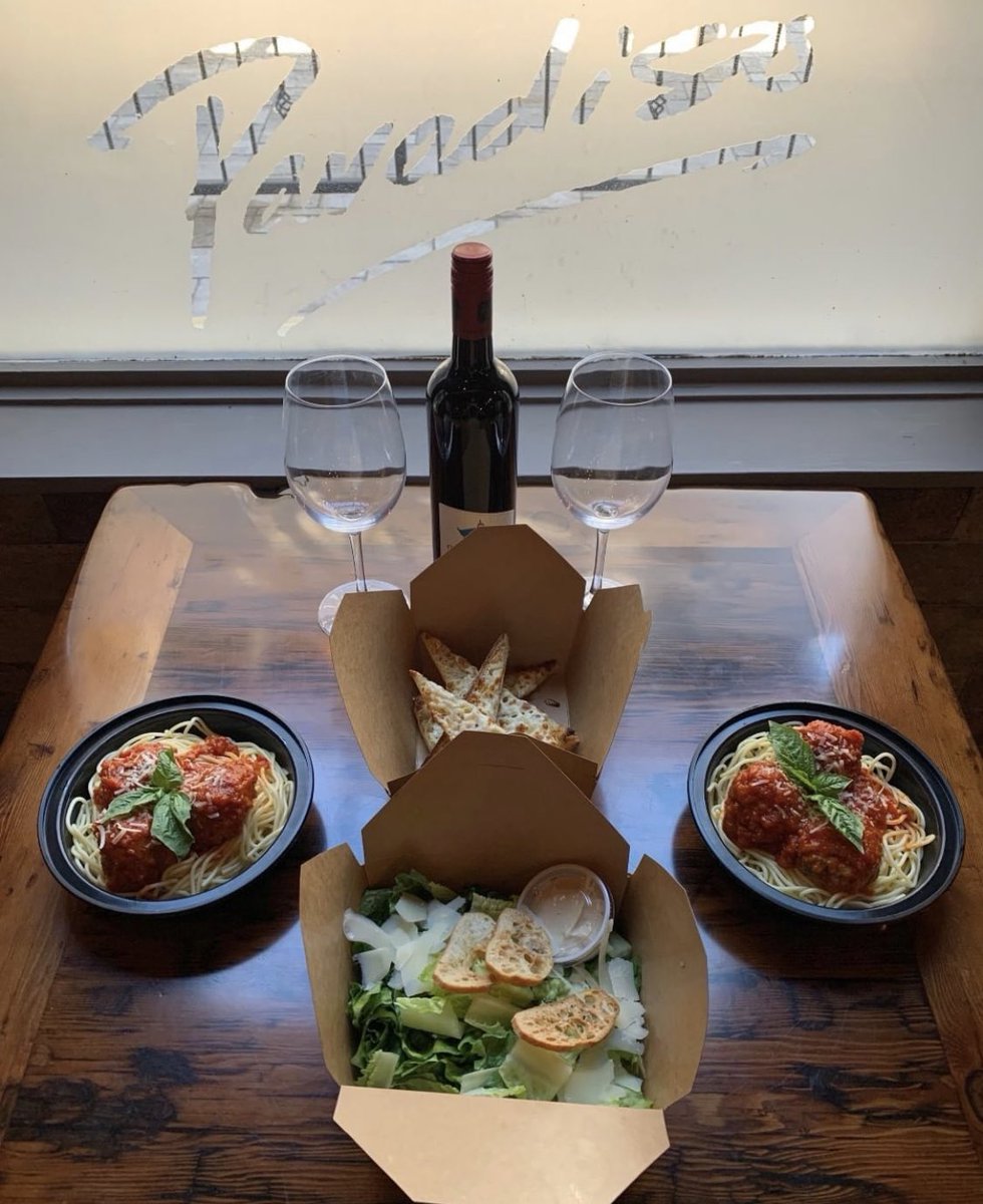 Are you ordering in tonight? We are thrilled to see so many wonderful #lakeside restaurants offering takeout! <a href="/ristoparadiso/">Paradiso Restaurant</a> is looking good #Repost Caesar Salad,  Garlic Cheese Bread, Two Spaghetti with Meatballs AND a Bottle of Wine 🍷✨#BurlOn #ParadisoFresh
