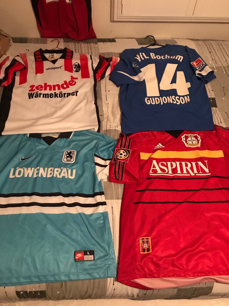 MrPalumboMath's tweet photo. @classicshirts 
Super excited for the return of live Bundesliga this weekend! Some teams aren’t there anymore.. but there sure were some iconic shirts from the 90s. https://t.co/mDcNos4jJb