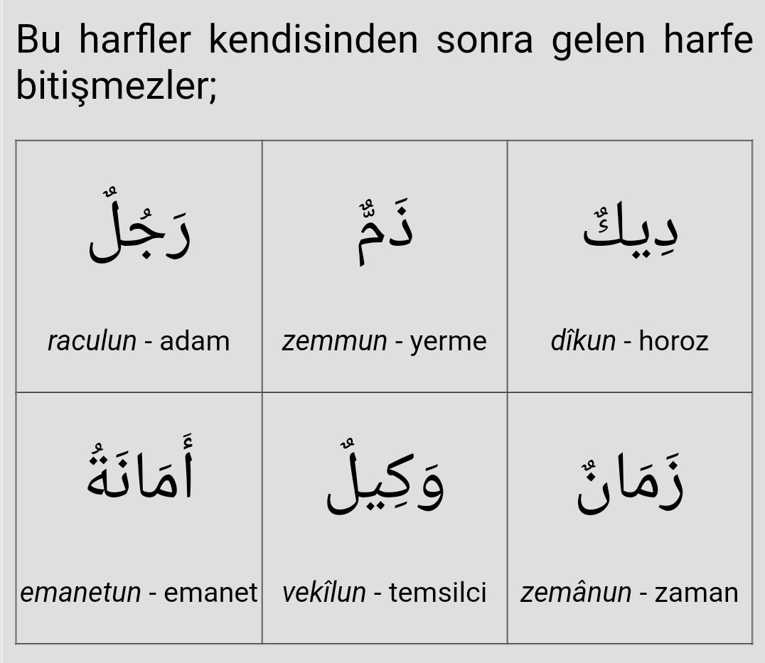 arapcaokulum's tweet photo. الدرس الرابع
Dördüncü Ders
Kendisinden sonraki harfe bitişmeyen harfler https://t.co/u9per858aV