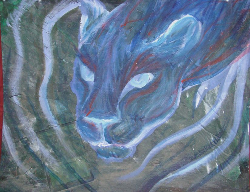 maus_oz's tweet photo. :D Hi, welcome to my twitter with a #mtg themed panther! There's a forest card hiding underneath the paint haha #ArtistOnTwitter #art #illustration https://t.co/COMoxrW5E5