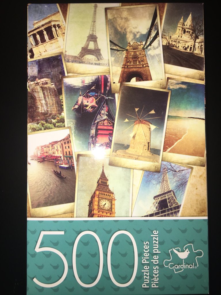 cjonesAWHY's tweet photo. PUZZLE DAY! I purchased this puzzle awhile ago because it had pictures of places I want to visit when outside opens again ☹️😫😩 #BlueHouse #HawkSpiritWeek @HamptonOaksElem https://t.co/OncewpSZic