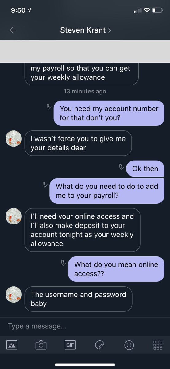 waller_ria's tweet photo. @SugarD197 guys it’s a scam. He asks for your bank username and password!!! https://t.co/zgh4j26vtd