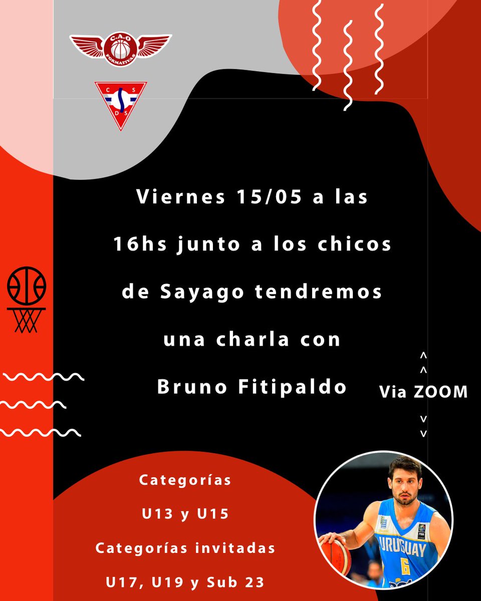 OFormativas's tweet photo. Junto a los chicos de @ClubSayago viernes 15/05 compartiendo charla con @BrunoFitipaldo y luego entrenamiento. https://t.co/U6tYZl6mMm