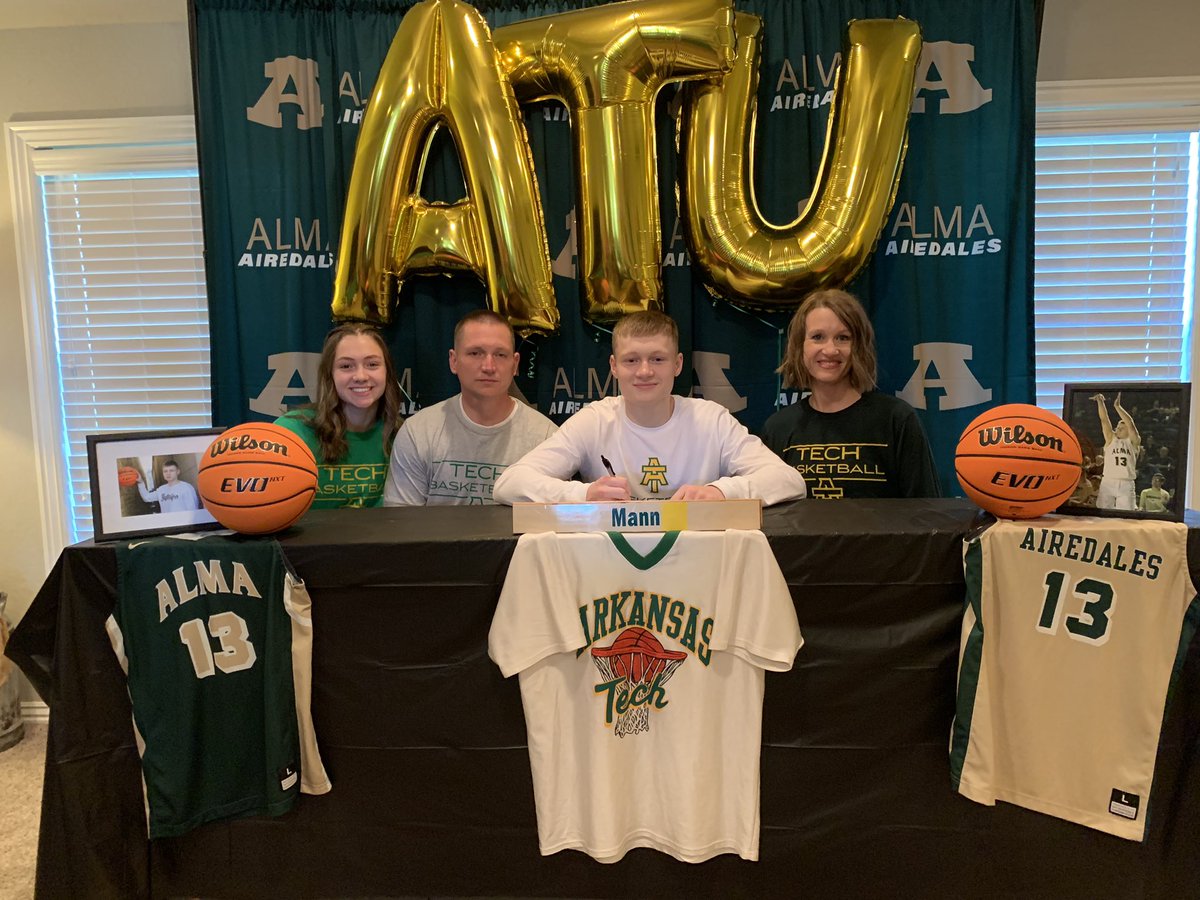 Congratulations @cmann131 for signing his NIL to <a href="/ArkansasTech/">Arkansas Tech</a>  <a href="/Alma_boysbball/">Alma Basketball🏀</a> <a href="/ginamann16/">Gina Mann</a> <a href="/Coach_Mann13/">Coach Codey Mann</a> <a href="/Lydia_lulu_13/">Lydia Mann</a> I can’t wait to watch him on next level #ProudAT #lovethiskid