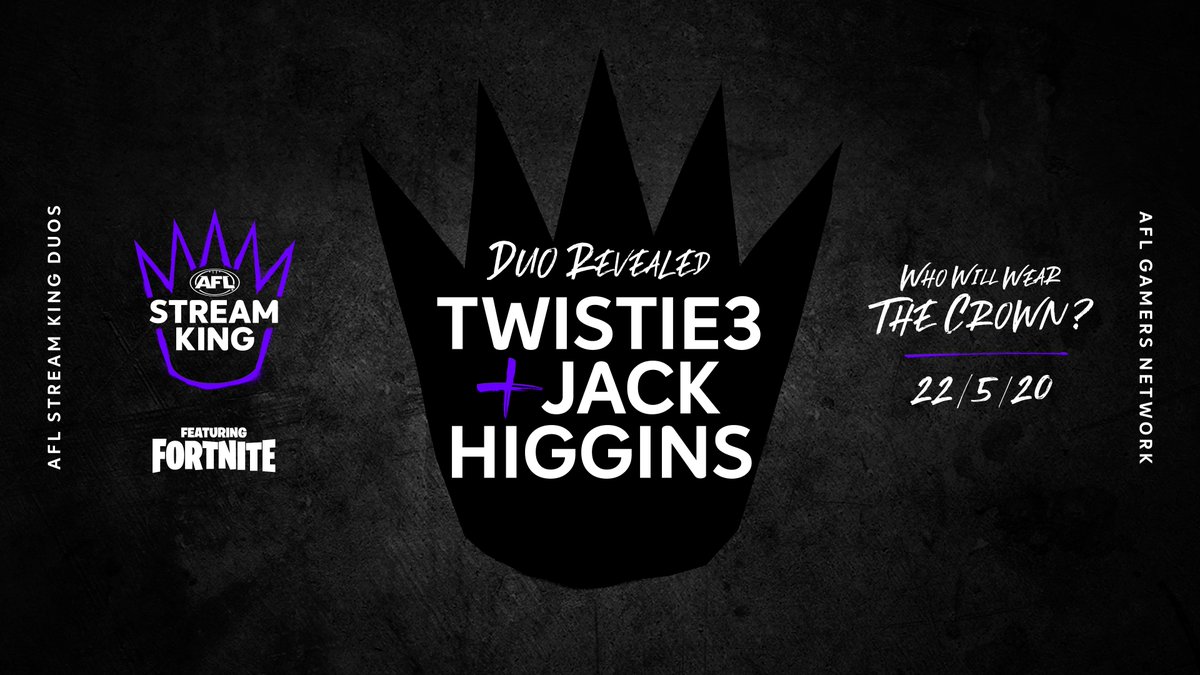 <a href="/Richmond_FC/">Richmond FC 🐯</a>'s <a href="/jackhiggins99/">Jack Higgins</a> and Tigers fan and <a href="/FortniteGame/">FortniteGame</a> creator <a href="/Twistie3/">Dean</a> join forces up for the #StreamKing $100k <a href="/AFLGamers/">AFL Gamers Network</a> Charity Tournament 👑