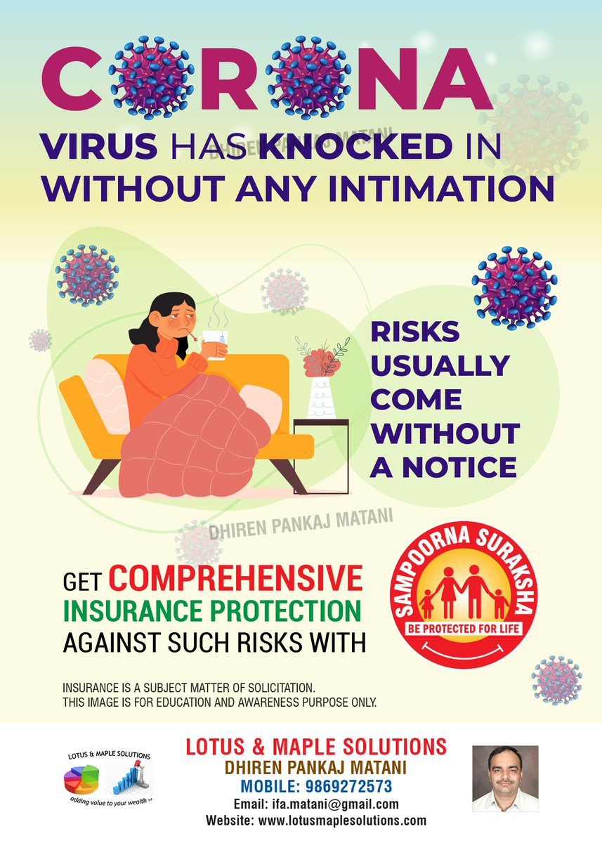 Matani_FinServ's tweet photo. Risks comes without Notice. Cover yourself adequately.
Connect us to review your requirements
#insurance #life #term #AdviceZarooriHai #RiskManagement #addingvaluetoyourwealth #Diabetic #Hypertension #criticalillness #personalaccident #lotusmaplesolutions #T103 #Corona #CoVid https://t.co/VtZcUi8Tgx
