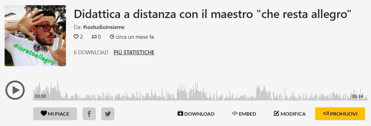 #Iorestoacasa ma...
.
C'è un maestro che, nonostante il #covid19 e le sue limitazioni, ha fatto di #iorestoallegro il suo motto e delle piattaforme digitali enormi lavagne.
✅ Vincenzo Di Pumpo, insegnante presso IC G. Pallavicini di Roma
🎤 L'intervista:
bit.ly/3dO3K1X