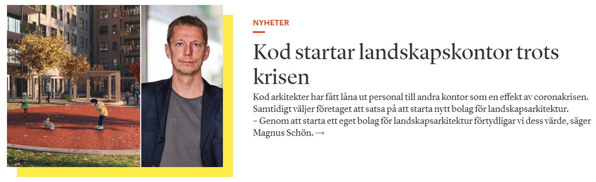 Nu är det officiellt - vi startar landskapskontor! arkitekten.se/nyheter/nu-sta… #KodArkitekter #KodLandskap #Landskapsarkitektur #Landskap #SvGreen