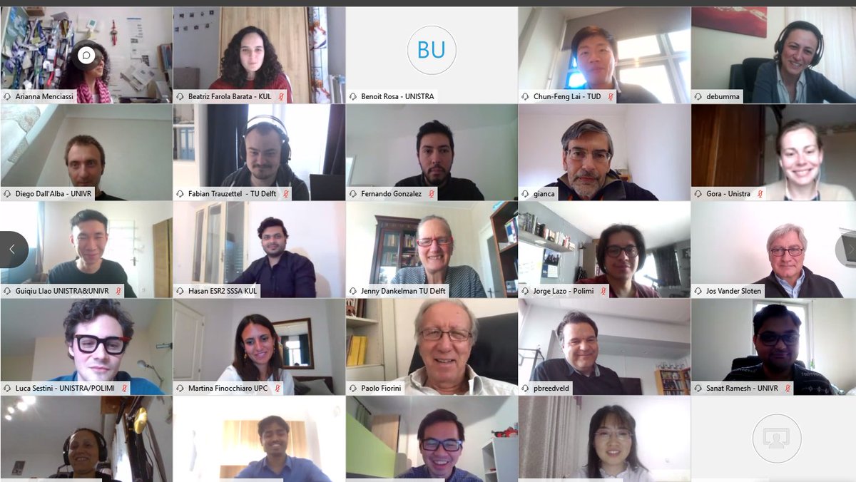 AtlasItn's tweet photo. Thanks to all to contributing to a successful and interesting review meeting - #online, of the @MSCActions ATLAS  (Group photos are screenshots this time).
Thanks to our partners @iit, @ICLHamlynRobots, @FBGS_tech, @orobix, DEAM, @unipi - ENDOCAS, Instituto Europeo di Oncologia. https://t.co/Wa7dPZy2IY