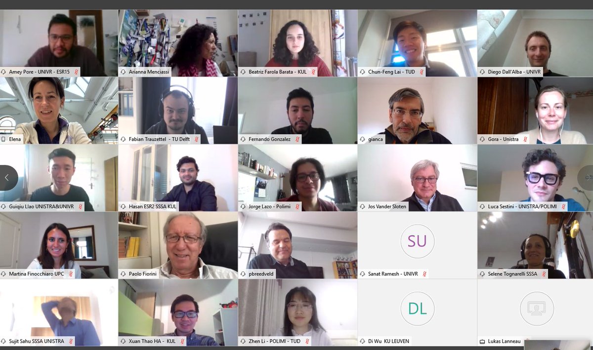 AtlasItn's tweet photo. Thanks to all to contributing to a successful and interesting review meeting - #online, of the @MSCActions ATLAS  (Group photos are screenshots this time).
Thanks to our partners @iit, @ICLHamlynRobots, @FBGS_tech, @orobix, DEAM, @unipi - ENDOCAS, Instituto Europeo di Oncologia. https://t.co/Wa7dPZy2IY
