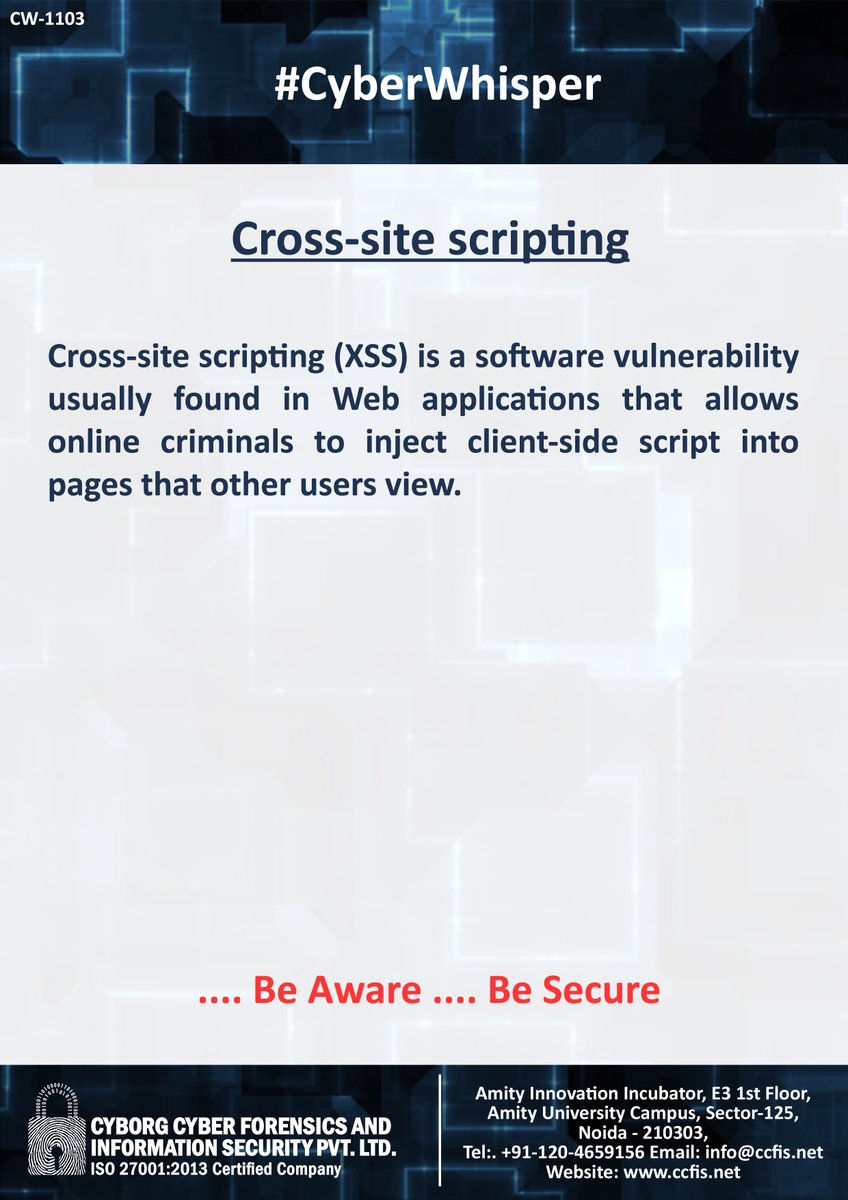 ccfis's tweet image. #CyberWhisper #CyberSecurity #CrossSiteScripting