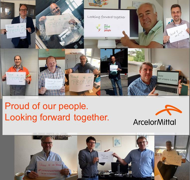 ArcelorMittalD's tweet photo. Wir von @ArcelorMittal sind stolz auf all unsere Mitarbeiter weltweit und blicken gemeinsam in Richtung Zukunft.
Proud of our People. Looking forward together.
#ArcelorMittalGermany #ProudofOurPeople #covid19 #fightcorona https://t.co/Yke9wnC3kx