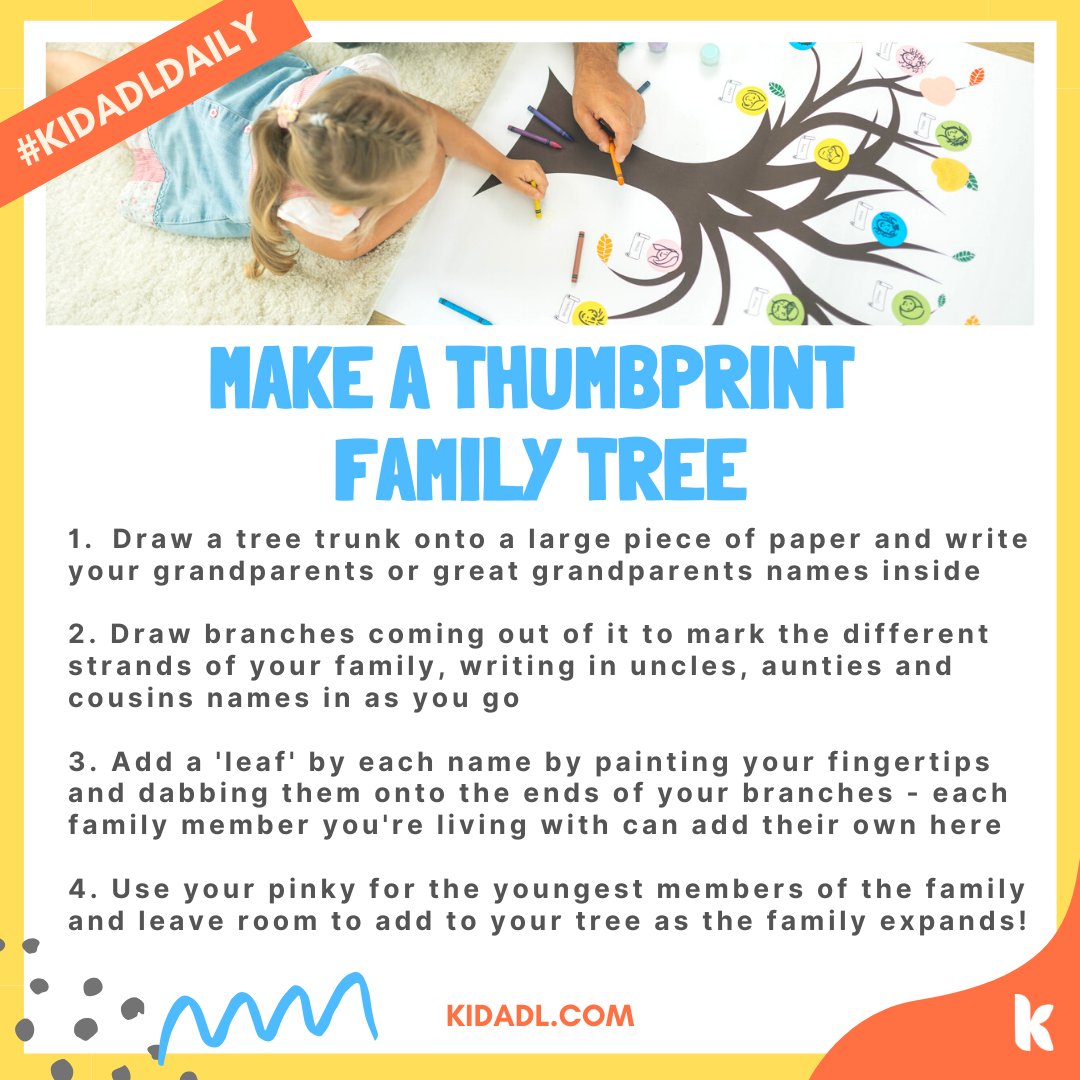 kidadlofficial's tweet photo. Want to make a family memory that lasts way beyond lockdown? ✨ Make a thumbprint #familytree to celebrate #internationaldayoffamilies today!
#familyday #familyday2020 #internationaldayoffamilies2020 #fingerprint #thumbprint #familytree #thumbprinttree #diy #makeyourown https://t.co/AKYWfjVGRS