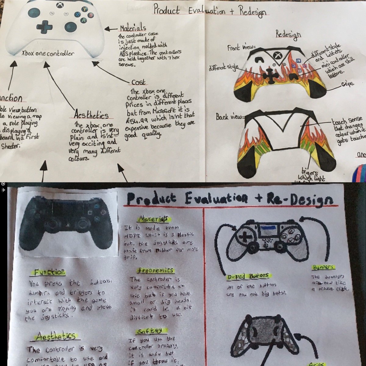 TechnologyWcb's tweet photo. Year 8 put their evaluation and design skills to use and redesigned a games controller, making improvements to the problems they found when evaluating the product. You can see a selection of the excellent work below. Visit our Instagram account for more picture. @Wellington_BT7 https://t.co/MKIoKgEh24