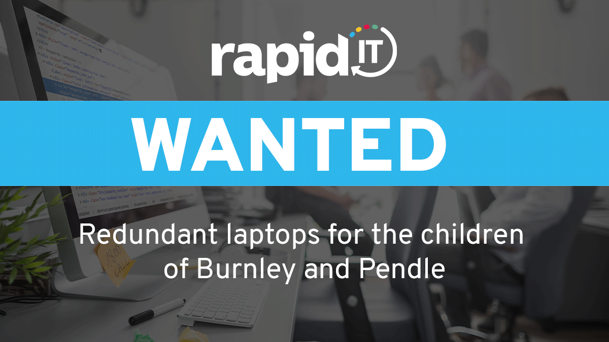 rapiditrecycle's tweet photo. We've got an idea to help and want to run it by you...
We and @rapiditgroup are thinking of running an appeal for anyone who has a redundant laptop to donate it to us so we can help out the children of #burnley &amp; #pendle 
If we did this - could you help? #laptops #community https://t.co/pfETmspTPq