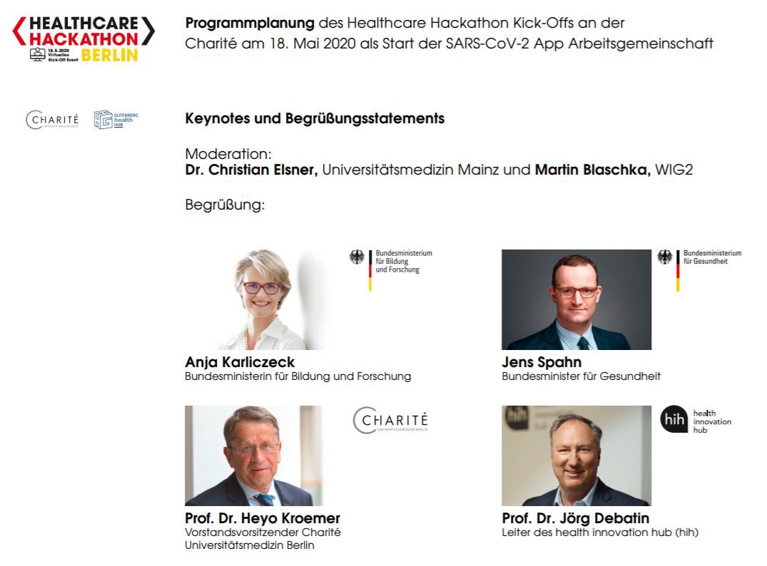 hlthhack's tweet photo. Der Countdown läuft - (kostenfreie) Resttickets gibt es noch für unseren #COVID19 #healthhack2020 mit @AnjaKarliczek und @jensspahn am Montag sind noch zu haben - dabei sein über unsere #talque Plattform https://t.co/xwekoBOr7X https://t.co/phGzqls09W