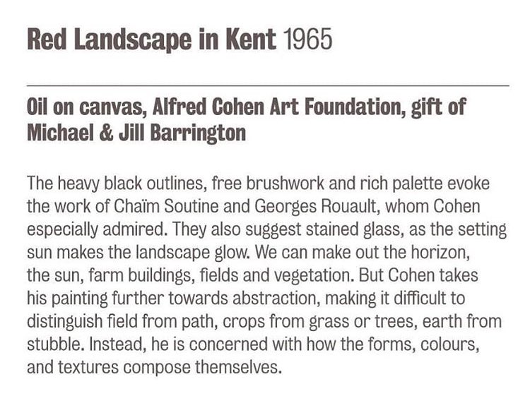 LifeWritingKCL's tweet photo. Happy Friday! Here is one of the more abstract landscapes included in the #AlfredCohen exhibition at #BushHouseArcade. It’s called 
‘Red Landscape in Kent' and is making us dream about evening sunsets in the great outdoors. #ExhibitionAtHome #GalleryAtHome 👨‍🎨 https://t.co/8CmNMMbJXR
