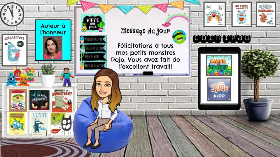 ValTremblay24's tweet photo. Mon nouveau dada: Créer une classe virtuelle Bitmoji pour ajouter mon plan de travail de la semaine pour les élèves à la maison. #JeCapote #VirtualClassroom #BitmojiClassroom #GoogleClassroom #ClassDojo #RemoteLearning #ÉcoleàLaMaison #ÉduProf #ProfGaga #PauseCréative #Plaisir https://t.co/LtVSyBwy6o