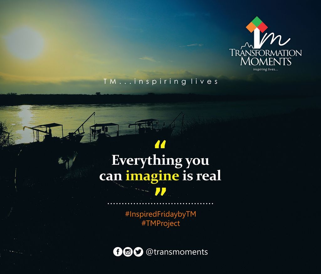 transmoments's tweet image. Be inspired as you gear towards becoming successful for as long as you can imagine it, it is possible.
---
"Everything you can imagine is real."
---
#InspiredFridaybyTM
#TMProject