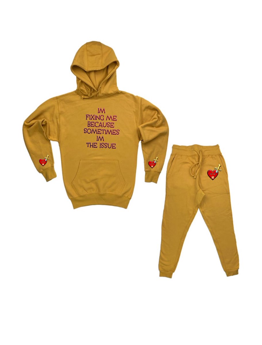 VivreLaVieCo's tweet photo. #shoplla #livinglifeapparel #lla #mustardyellow #red #gold #hoodie #jogger #sweatsuit #unisexapparel #cotton #brokensoulCollection #heart #streetwear #urban https://t.co/dK2FG9B4DT