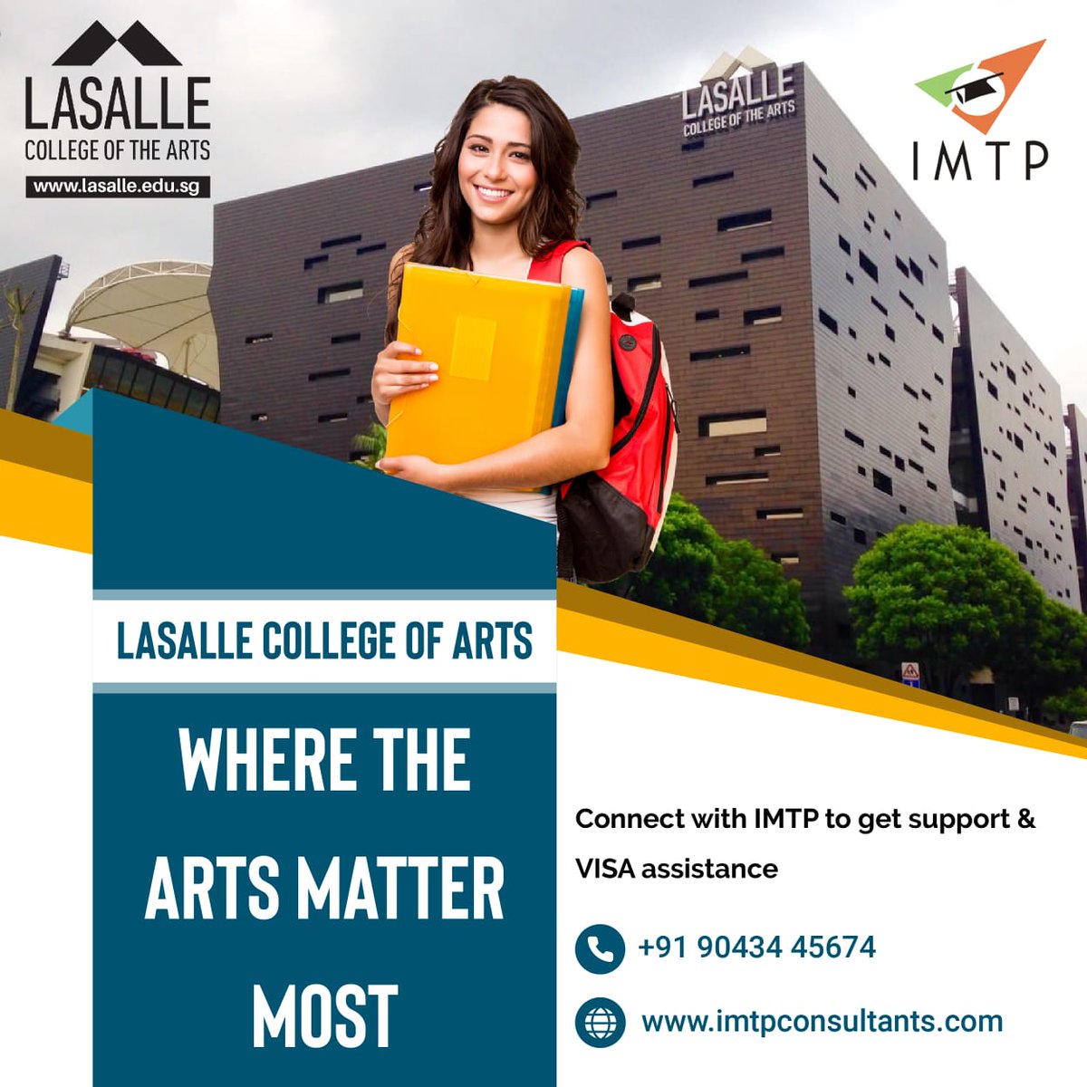 IMTPConsultants's tweet image. Submit your application to Lasalle  , Early Explorer deadline to find out your admission decision by the end of the month.
#imtpconsultants #studyinsingapore #studyarts #postgraduatestudy #undergraduatestudy #studyabroad #studygram #singaporestudyprograms #studydesign #study