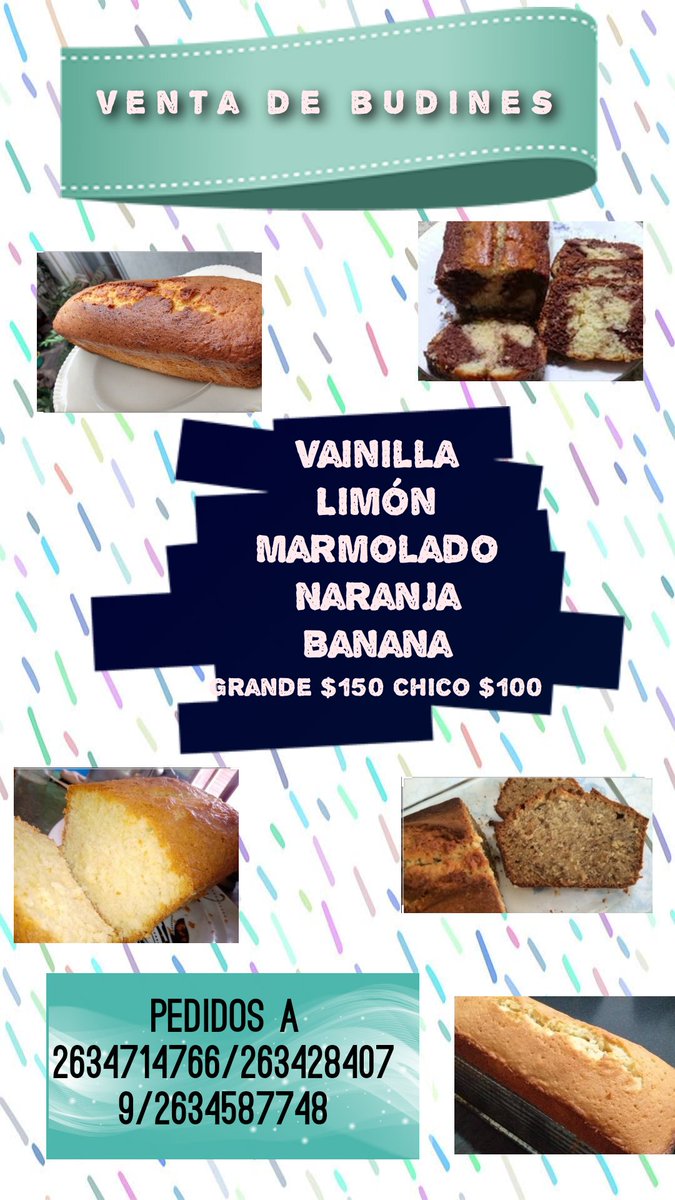 swimminglove115's tweet photo. Hola Gente, me ayudan con un RT? Con mi hermanita estamos haciendo budines caseros para poder afrontar nuestros gastos, ya que hace dos meses que no trabajo y no tengo ingresos económicos 😢🙏🏽
Los chicos salen $100 y grandes $150, hay de banana-vainilla- limón-naranja y marmolado https://t.co/3LLU74pvr8