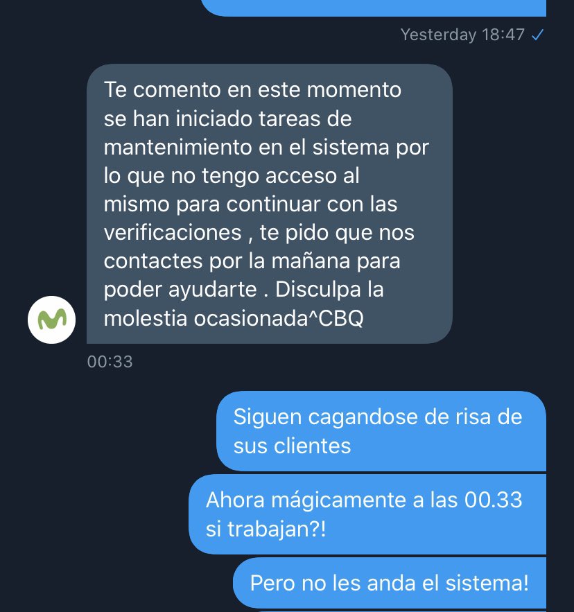 Inecanton's tweet photo. @MovistarArg me siguen forreando! Hace 48 horas que nadie contestan. Trabajan hasta las 00hs “supuestamente”, pero mágicamente te llegan estas cosas cuando les conviene, para seguir cagandote! https://t.co/Sa0wuKPAWE