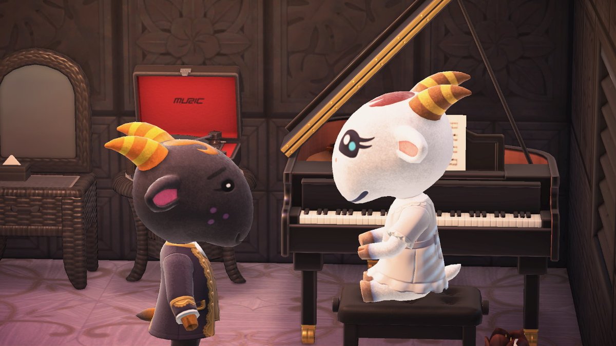 nevermoreisland's tweet photo. I walked in and they were just staring at each other I can't its so cute #AnimalCrossing #ACNH #acnan #acchevre https://t.co/FDKw6fmbpl
