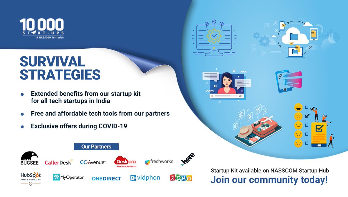 nasscomstartups's tweet image. As #India gets back to work, NASSCOM 10,000 Startups extends our Startup Kit to all #Tech #startups across the nation. Together we can ensure business continuity. Click here: bit.ly/2yYmVqt #StartupVsCovid19