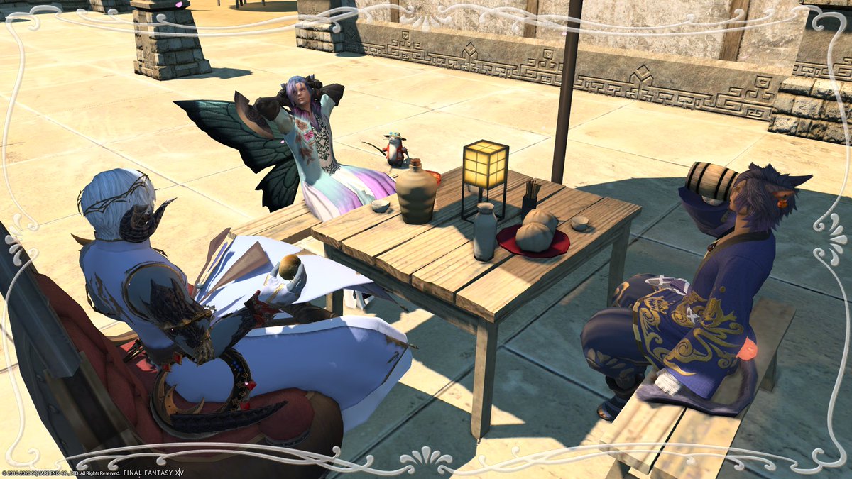 ShroomSuki's tweet photo. #30ffxivmaychallenge #YoruSolace #LeviathanServer #ffxiv 
12. Share a meal
Ft. Umi and Kali.... Does kali have a twitter? 
That's it for now. I'm a little behind. More later. https://t.co/RwaQhZIcdS