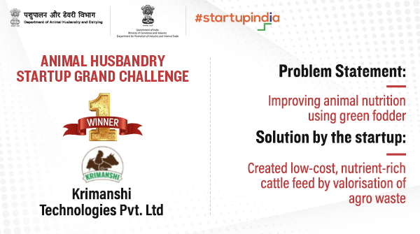 Dept_of_AHD's tweet photo. Congratulations to Krimanshi Technologies Pvt. Ltd, the first context-based animal feed manufacturing company in India, for working on a circular economy model to upcycle, process, and re-utilize agro &amp; food waste as livestock feed that is 100% natural!
#StartupIndia #NewIndia https://t.co/IiaJE9zcGZ