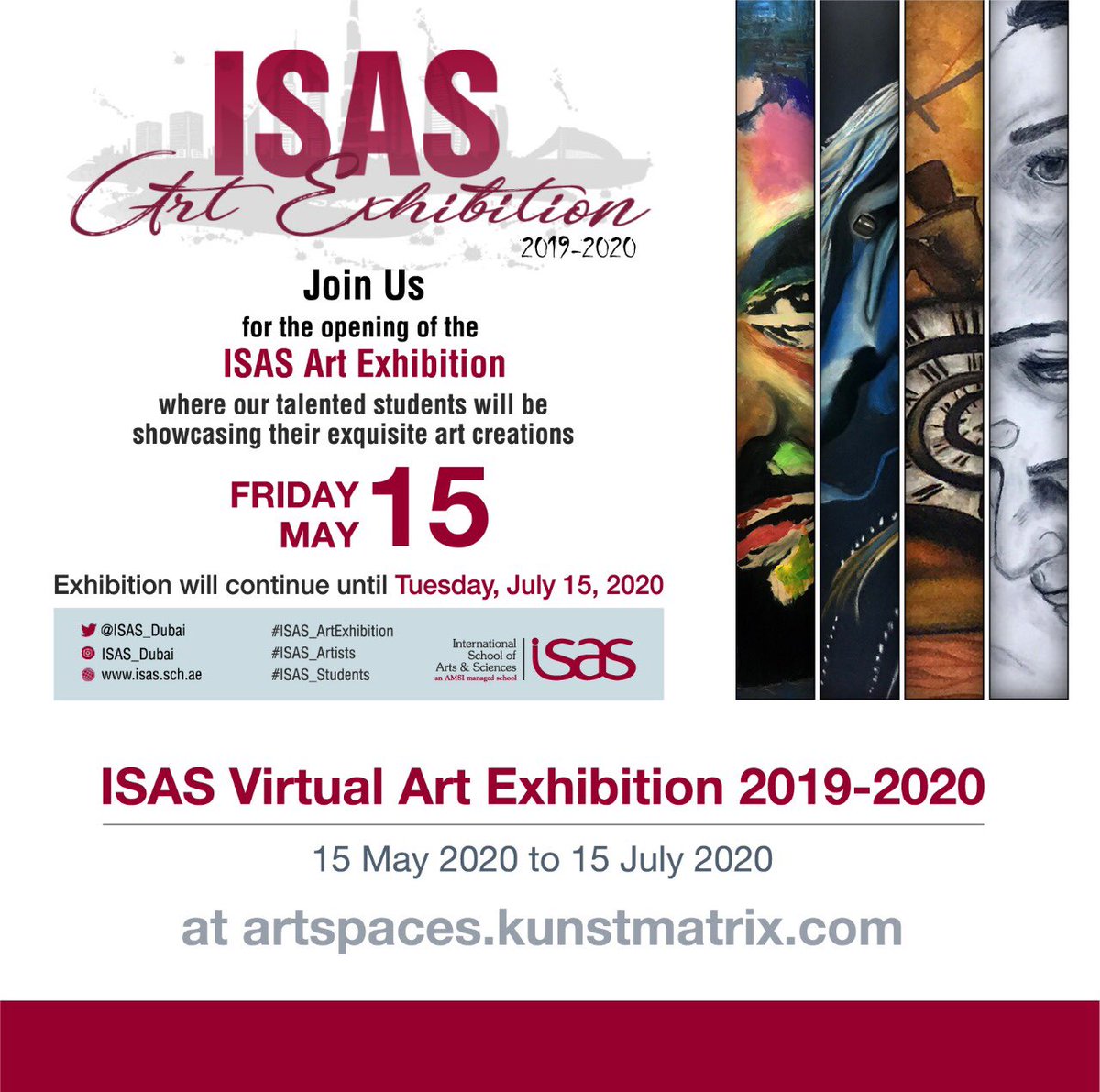 ISAS_Dubai's tweet photo. Today, we are flying you all (virtually) to Germany to join us for the opening of the #ISASArtExhibition where our talented #ISAS_Students will be displaying their exquisite #art creations.
#APDrawing #AP2Ddesign #APStudioArt #success #paintings https://t.co/557W8mP0XI https://t.co/BCEOzYNPru