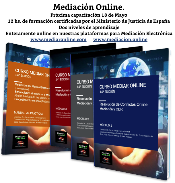 El poder reunir a varias personas por video conferencia y realizar de esta manera un proceso de mediación es sin duda un gran avance y una tecnología que no debemos desconocer los mediadores. El próximo Lunes 18 comienza. ¿Te lo vas a perder? #mediaciononline #mediaronline