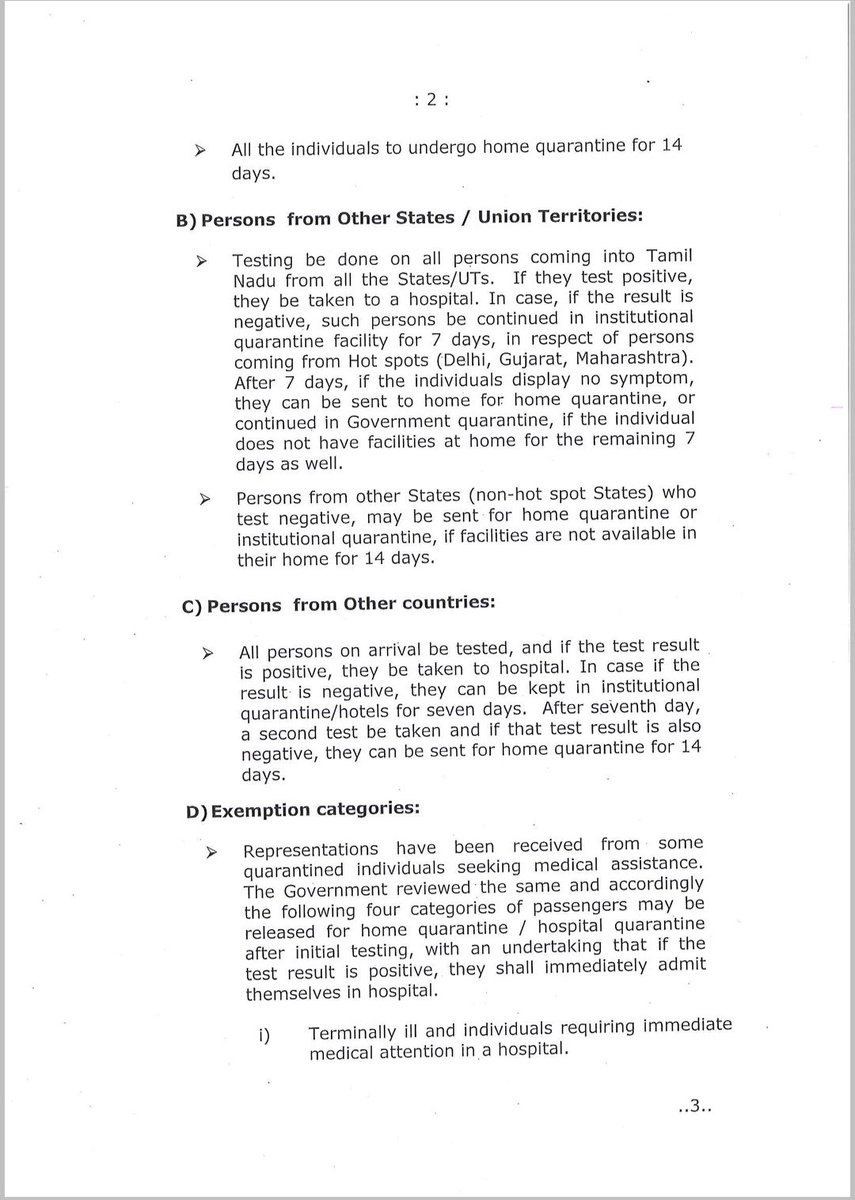 GMSRailway's tweet photo. This is the protocol of Tamilnadu govt for quarantine purposes. Passengers booked for journey today from Delhi to Chennai may pl take note. @RailwayNorthern @drmdelhi @RailMinIndia https://t.co/yiZ8jOyXGR