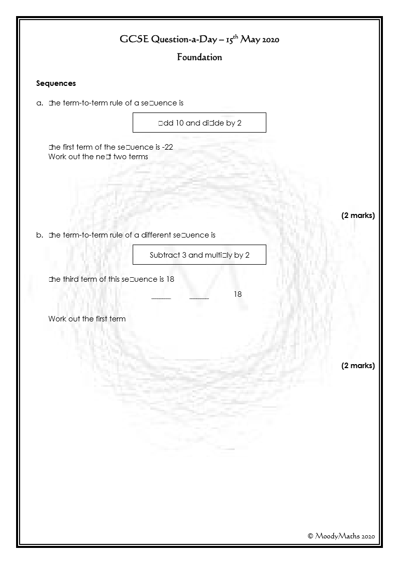 MoodyMaths's tweet photo. #GCSEMaths Question-a-Day Day 136. Hope it goes well.
More questions and answers are available from https://t.co/jS2JrNrPHt and https://t.co/s0aF9YkrGT
Take care and stay safe https://t.co/nYBjHBRvun