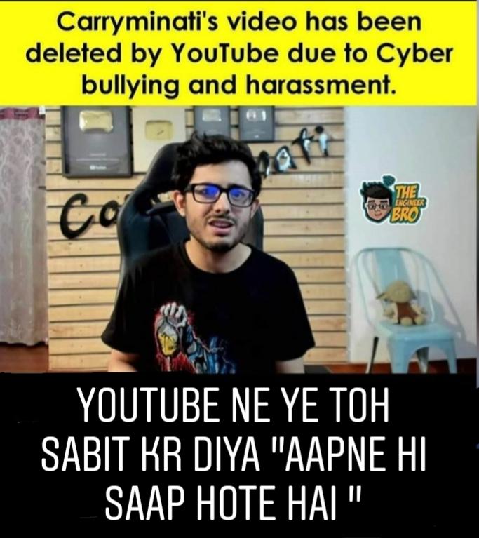 HarshilHRH's tweet photo. We stand with you carry.
This situation called "ghar ka bhedi lanka dhay" 
 @CarryMinati #justiceforcarry https://t.co/kJPYSmsV7B