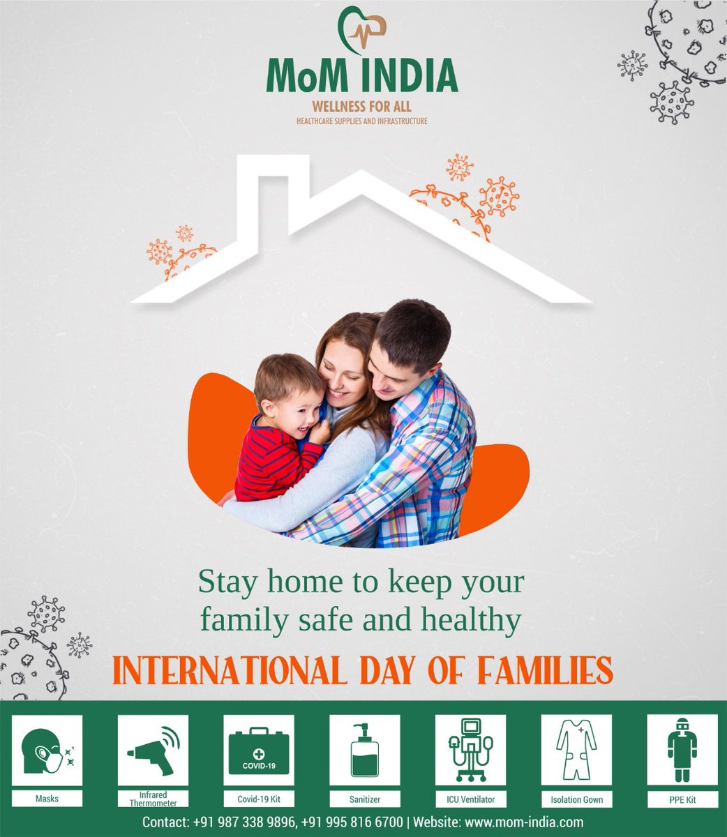 MoMIndia3's tweet photo. A day of sharing, a day of peace, a day of hope for the whole world as a single family.
#HappyInternationalFamilyDay

Contact us on +91 987 338 9896
Or visit https://t.co/hes4fCQzKp

#Coronavirus #Coronavid19 #Emergencysupplies #Healthcareheroes #Healthcaresupplies https://t.co/et0MCZOEdt