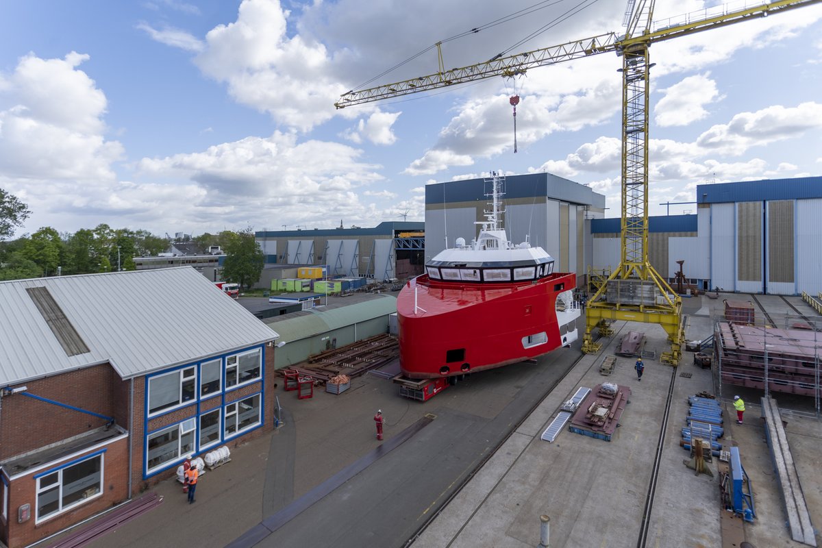 niestern's tweet photo. At the Royal Niestern Sander shipyard, the bridge deck section of Easymax 2 has been installed  at the quay side. Yard number 851 for Royal Wagenborg and affiliated partners is the second vessel of the type Easymax. https://t.co/YZX4mhIWim https://t.co/6DCSeiqf4X