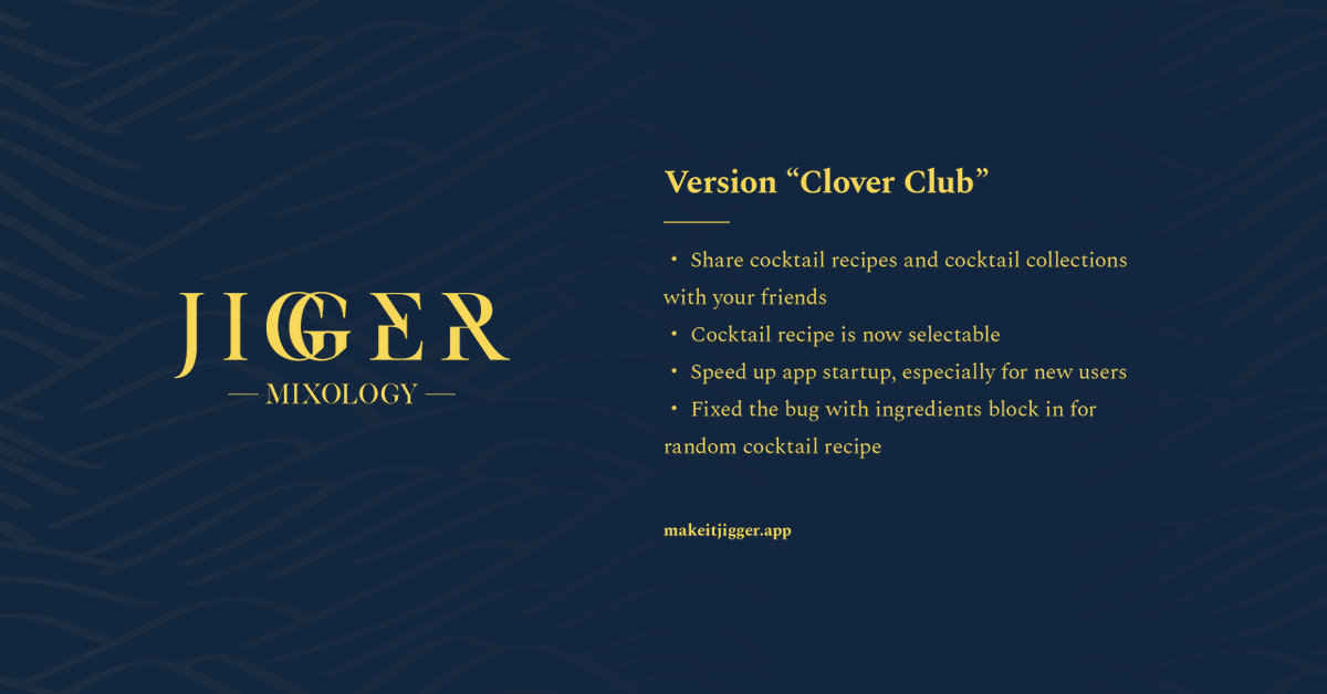 jigger_app's tweet image. Happy Friday 🎉

🧊 For the Clover Club cocktail, you need: Gin, egg, lime juice, raspberry syrup, and ice.

⭐️ View full recipe in the app: makeitjigger.app/links/clover-c…

Oh yeah, we named the app update after this cocktail. Thanks for all your feedback and bug reports. 

Cheers 🍸