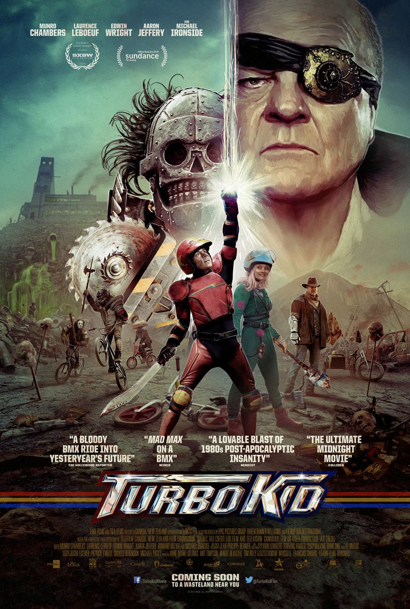 13. TURBO KID (2015) -- Film sci-fi distopia yang membawa kita bernostalgia ala film2 tahun 80an yang kebanyakan si aktor mengendarai sepeda sepanjang cerita. After all, this movie is gory, but sweet.