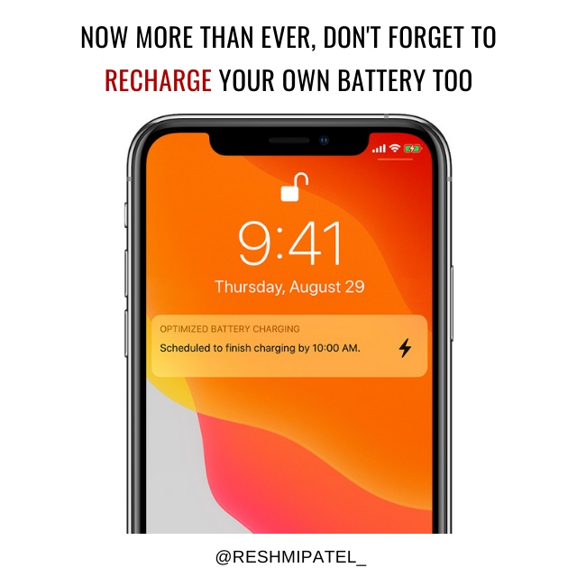 ReshmiPatel_'s tweet photo. 🔌 Don't forget to recharge your own batteries too!

#MentalHealth #SelfCare https://t.co/OxXXpQcIhd