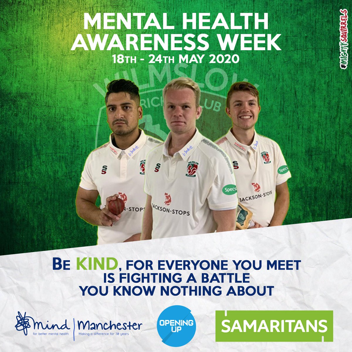 WilmslowCC's tweet photo. 💭#MentalHealth💭 - All next week, @WilmslowCC will be helping to promote 'Mental Health Awareness Week' in partnership with @ManchesterMind - The club's official charity for 2020!

📰: https://t.co/GPq0jBOMOC

#MightySquirrels #Wilmslow #AlderleyEdge #Cheshire #Cricket https://t.co/jSsDtCYIHF