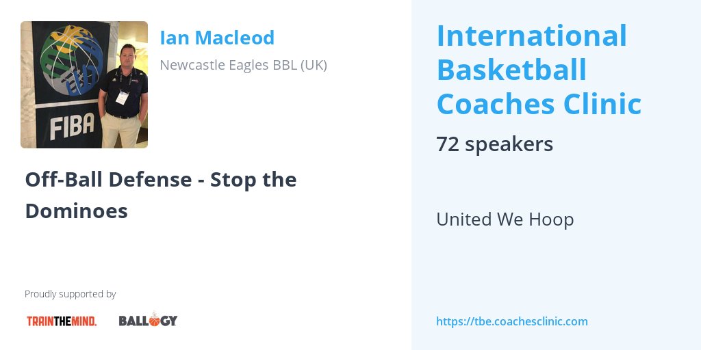 Glad to be a part of The Basketball Embassy’s International Coaches Summit! 
@Coaches_clinic

The first topic I’ll be speaking about is off-ball defence on 19th May, 6pm. (BST) 

Please tune in for my free session! #unitedwehoop

tbe.coachesclinic.com/?sc=CTxOZgnr