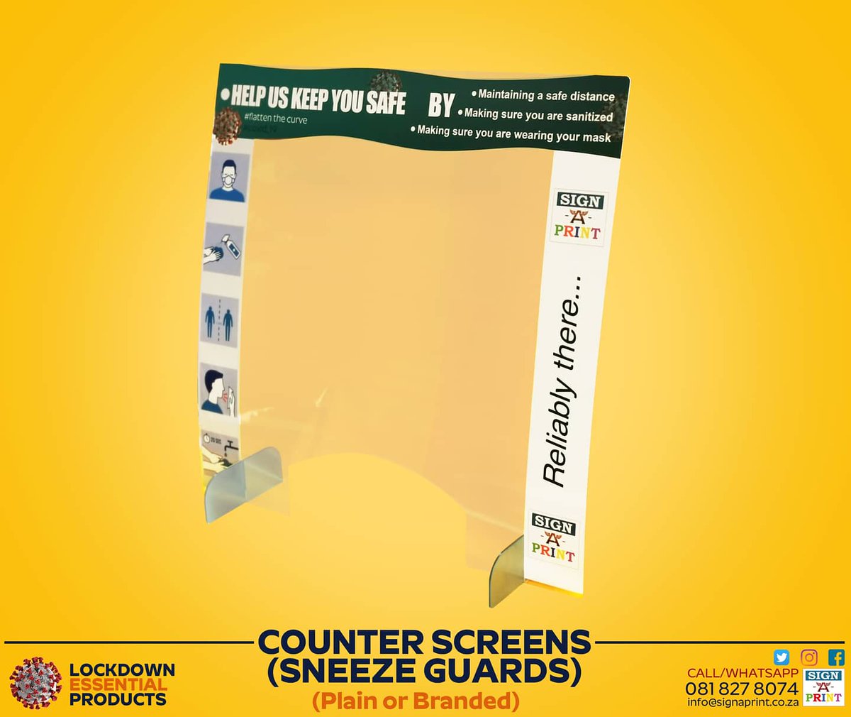 Looking for ways to improve Covid-19 prevention in your office space?

We got you. Order sneeze guard/counter screens and Face shields from us.
📲 081 827 8074
#covid_19prevention
#level4
#safeworkspace