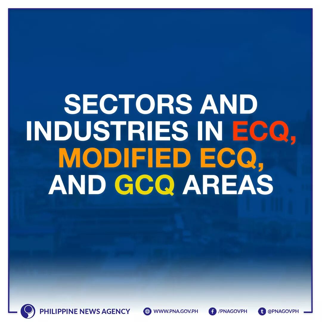 pnagovph's tweet photo. LOOK: Sectors and industries allowed in areas under enhanced community quarantine (#ECQ), modified enhanced community quarantine (#modifiedECQ) and general community quarantine (#GCQ). https://t.co/RwXMWbrwhz
