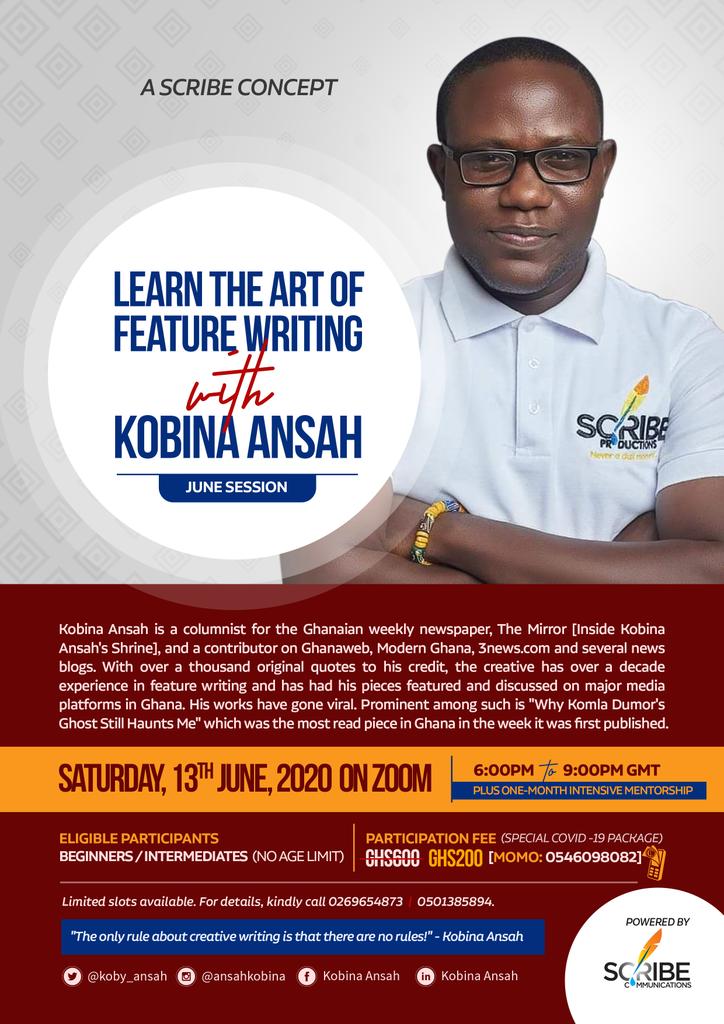koby_ansah's tweet photo. "The only rule about creative writing is that there are no rules!"--- Kobina Ansah. #LearnFeatureWriting https://t.co/awKVpFw5Va