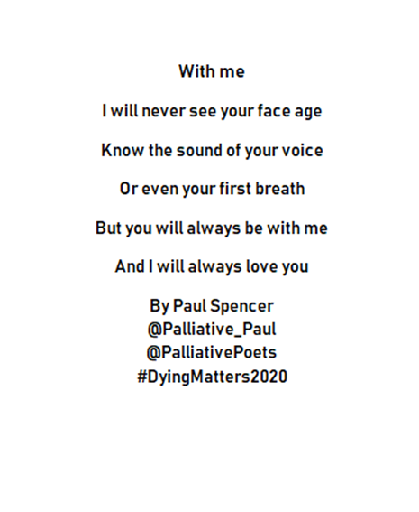 Here is Thursday's <a href="/DyingMatters/">Dying Matters</a> week poem by my talented fellow <a href="/PalliativePoets/">Palliative_Poets</a> poet <a href="/Palliative_Paul/">Paul Spencer</a>, on the theme of Stillbirth &amp; Miscarriage #DyingToBeHeard #DyingMatters #PalliativePoets <a href="/EOLC_TeamMRI/">SPC Team MRI</a> <a href="/dawnpike20/">Dawn Pike (RN)</a> @SPCT_CNS <a href="/PalliativePoets/">Palliative_Poets</a> <a href="/MFT_MRI/">Manchester Royal Infirmary</a> <a href="/medillus/">Clinical Photography & Medical Illustration MFT</a> <a href="/MFTnhs/">MFT NHS</a>