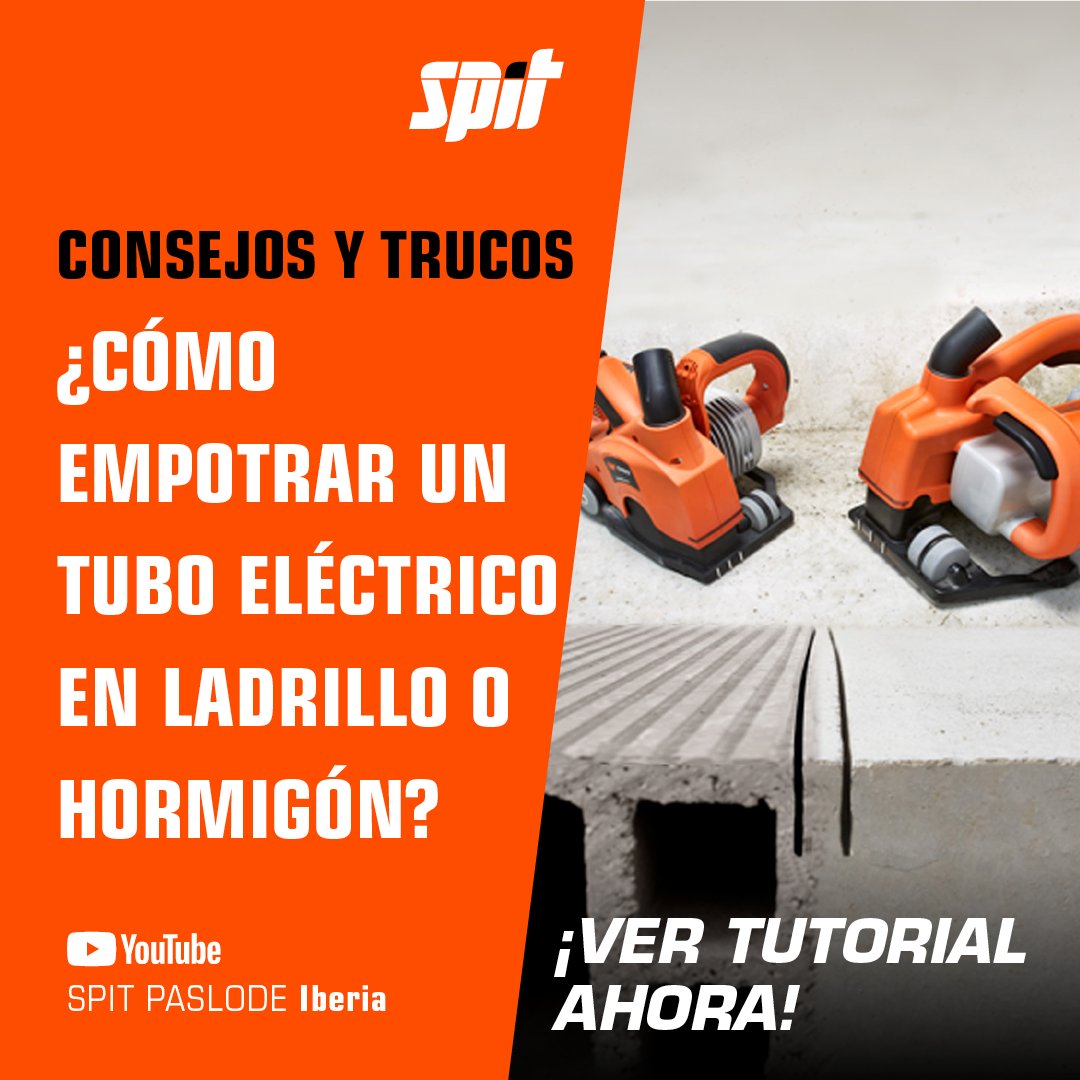 ☝️PARA EL CONSTRUCTOR
CONSEJOS Y TRUCOS. ¿Cómo empotrar correctamente un tubo eléctrico en ladrillo o hormigón? 
Ver video tutorial: 👉 youtu.be/EtP8fdf6LhM 
#NeverStopBuilding #SpitPaslode #ladrillo #hormigón