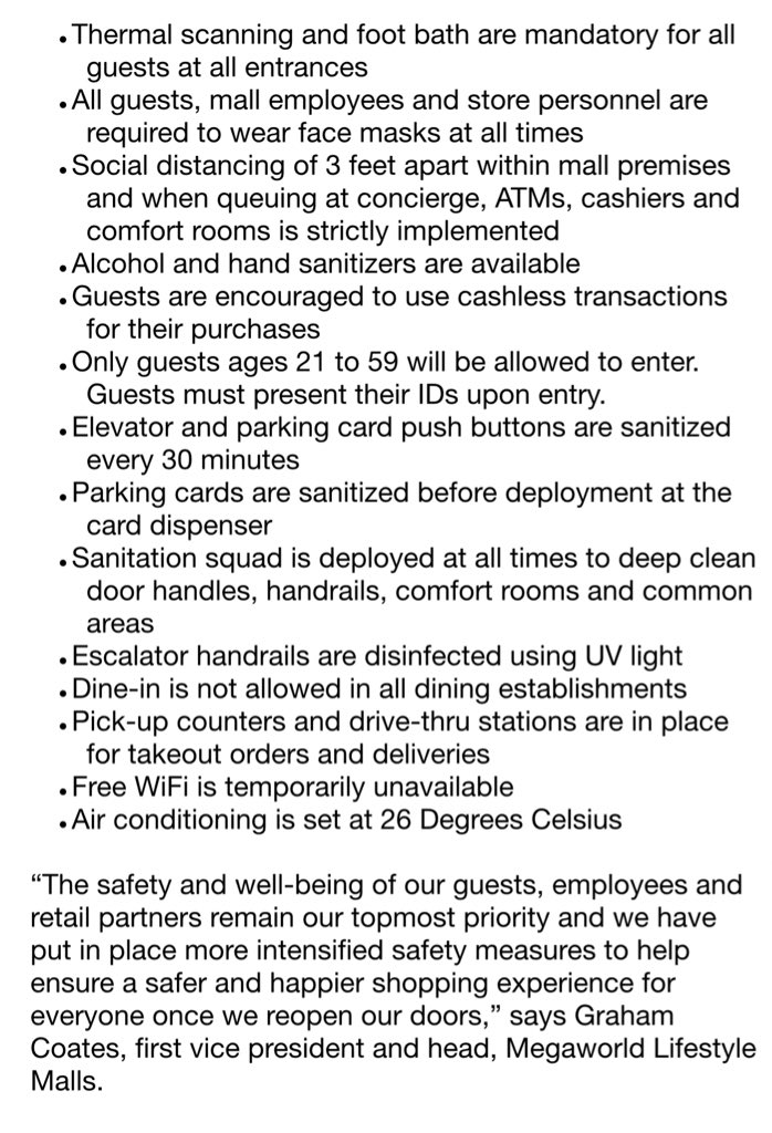 $MEG: Megaworld details safety measures in all Lifestyle Malls starting May 16
